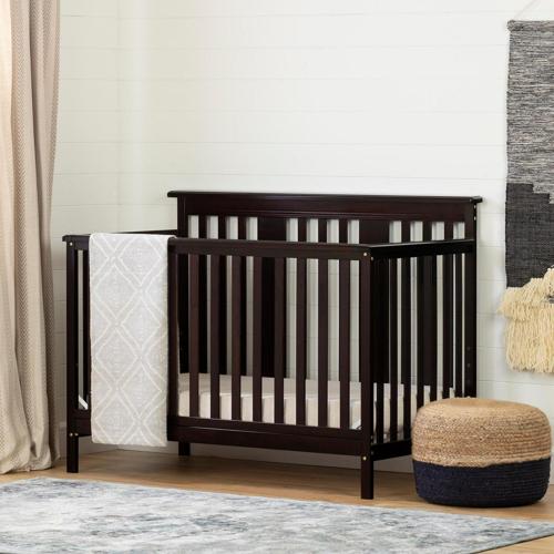 South Shore Little Smileys Baby Crib with Toddler Rail, Chocolate