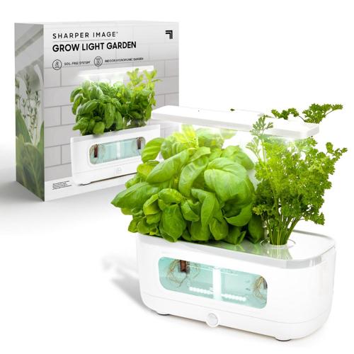 Sharper Image LED Glow Grow Indoor Water Herb Garden Kit, No Soil Needed