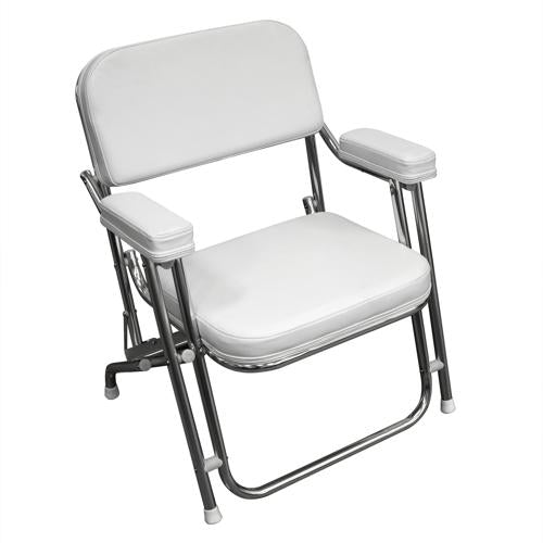 Wise 3316 Series Boaters Value Folding Deck Chair, White