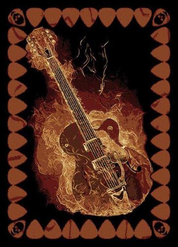 United Weavers Elements Flaming Guitar Woven Polypropylene Area Rug, Multi, 5'3 x 7'2