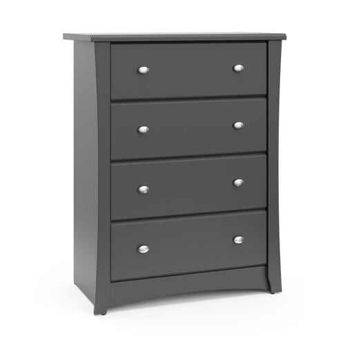 Storkcraft Crescent 4 Drawer Modern Vertical Dresser Gray Finish