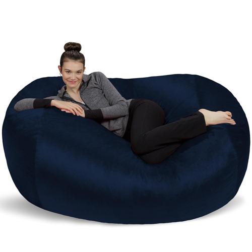Sofa Sack Bean Bag Chair, Memory Foam Lounger with Microsuede Cover, All Ages, 6 ft, Blue