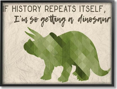 The Kids Room by Stupell I'm So Getting a Dinosaur Green Triceratops Framed Wall Art by Daphne Polselli