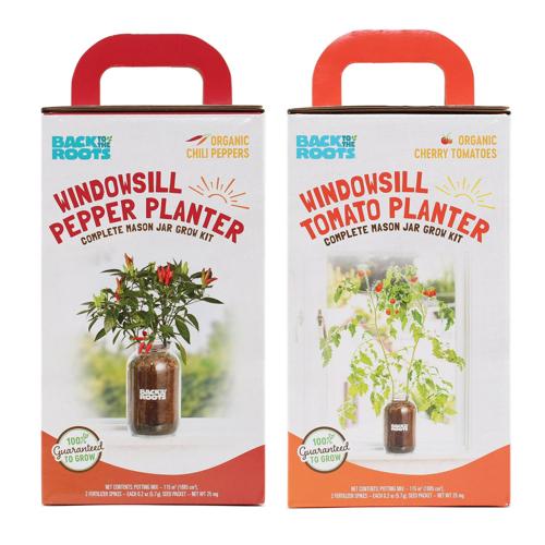 Back to the Roots Tomato and Chili Pepper Windowsill Planter Bundle