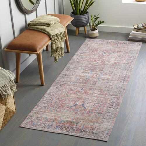 Art of Knot Carmin Pink Global 2'6*8' Machine Washable Runner Area Rug