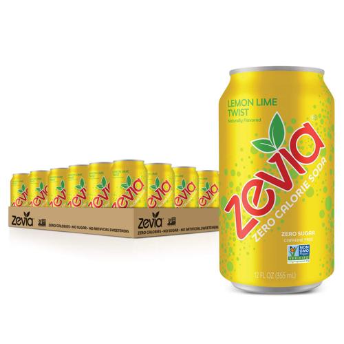 Zevia Zero Calorie Soda, Lemon Lime Twist, 12 Fl Oz (Pack of 24)
