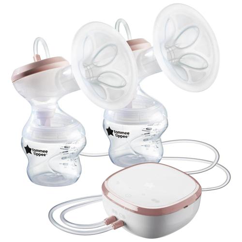 Tommee Tippee Made for Me Double Electric Breast Pump, Strong Suction, Soft Feel, USB Rechargeable, Quiet, Portable, Express Modes, Baby Bottles Included